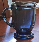 Vintage Anchor Hocking 16 oz Light Blue Glass Footed Pedestal Cafe Café Mug