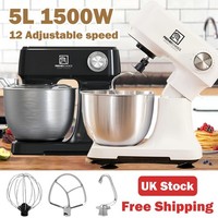 12 Speed Electric Stand Mixer 5L 3in1 Food Mixing Bowl Cake Blender Beater Dough