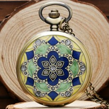 Fashion Green Jade Bronze Pocket Watches for Women Lady Girl Friend Mother Gifts