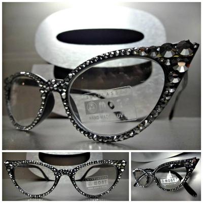 Women's VINTAGE 60's CAT EYE Style READING EYE GLASSES Crystal