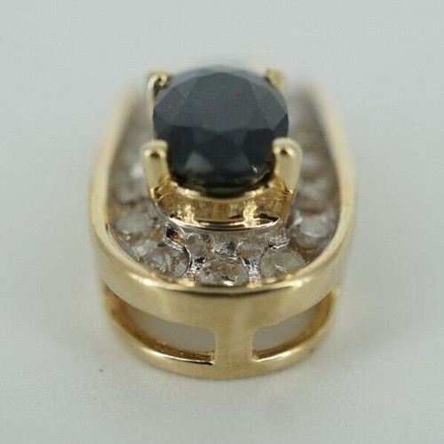 14k Gold Pendant W/Diamonds & Sapphires - Picture 4 of 5