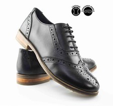 Womens Leather Flat Heel Lace Comfy Work Office Casual Smart Formal Shoes Size