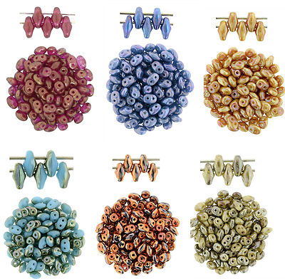 10g SuperDuo 2 Hole Czech Glass Seed Beads 2x5mm Apollo * Nebula * Halo * Magic