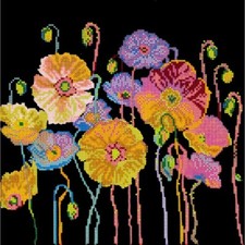 Bead Embroidery Kit Bright flowers Beaded stitching DIY Abris Art
