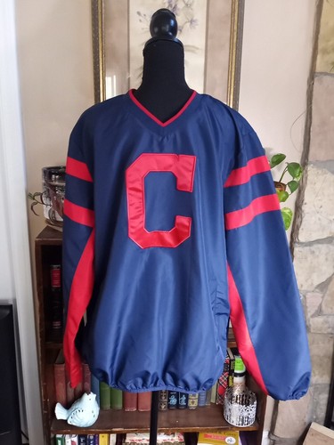 Cleveland Indians Navy Pullover Windbreaker Chief Men's L, Genuine Merchandise