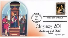 AO 4570-3, 2011, Madonna and Child, Standard Postmark, Add-on Cachet, First Day