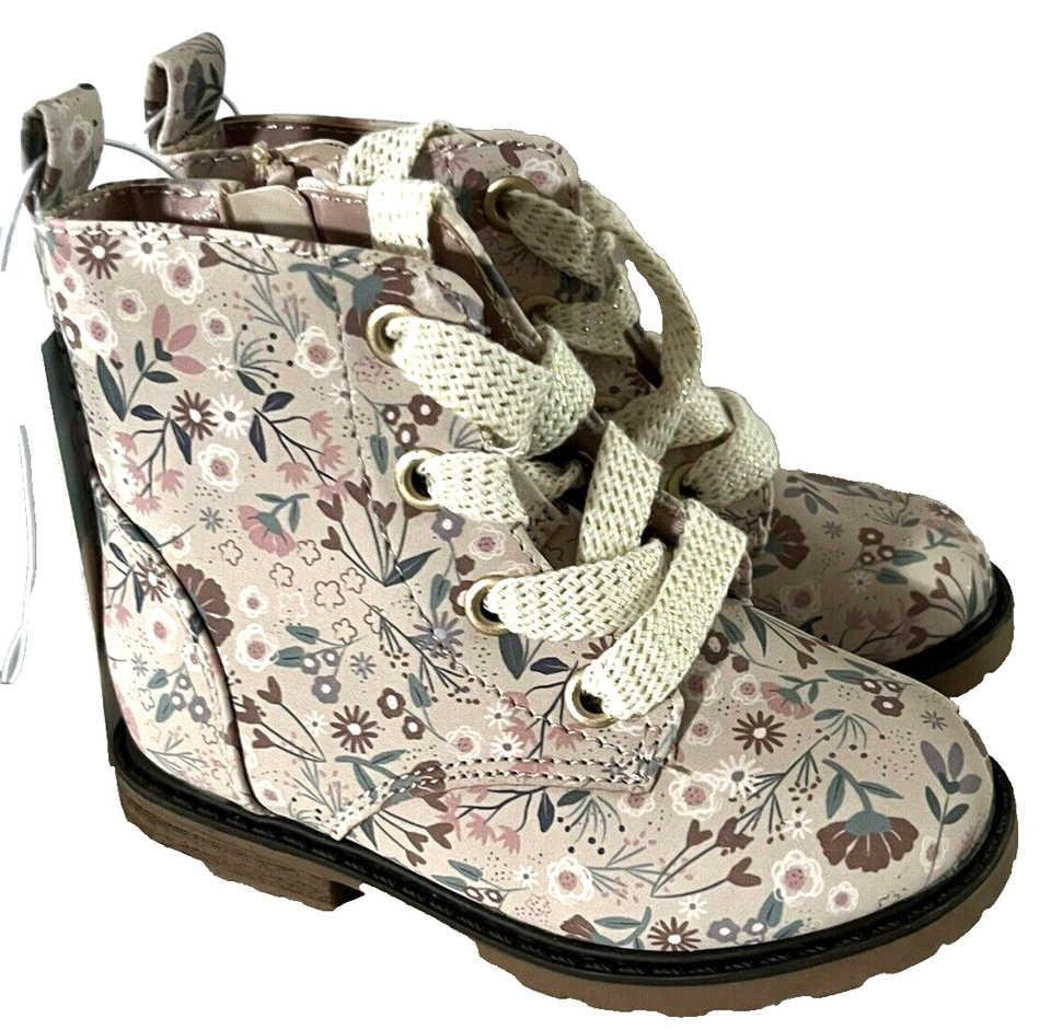 Cat and Jack Giovanna Toddler Girls Ankle Combat Boots Pink Beige Floral Size 7 eBay