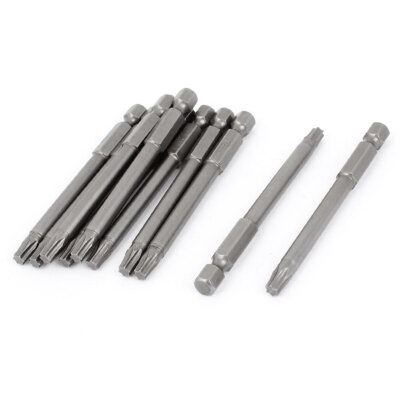 T25 1/10,2cm Hex Schaft 75 mm magnetisch lang Torx Schraubendreher-Bits Grau 100