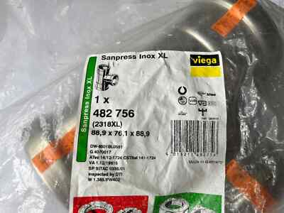 Viega 482756 T-Stueck Edelstahl Sanpress Inox 88.9 x 76.1 x 88.9mm