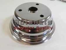 Polish Aluminum Small Block Chevy Crank Pulley 1 Groove LWP Long Water Pump 350