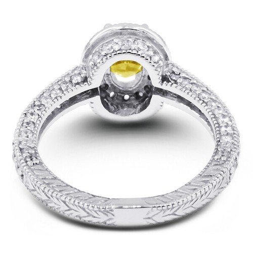 2.05ct Yellow SI1 Oval Shape Natural Certified Diamonds Plat Halo Sidestone Ring - Picture 5 of 11