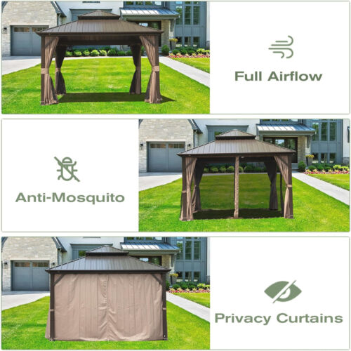 12' X 14' Hardtop Gazebo, Aluminum Metal Gazebo with Galvanized Steel Double Roo - Picture 5 of 6