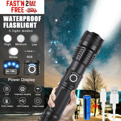 best high power rechargeable flashlight Lylting Led Flashlights High Lumens Rechargeable, 90,000 Lumens Brightest Handheld Flashlight, 5 Modes Powerful Multifun