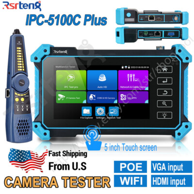 Rsrteng 4K 8MP IP CCTV Tester CVI TVI AHD CVBS Camera Monitor IPC-5100C Plus US