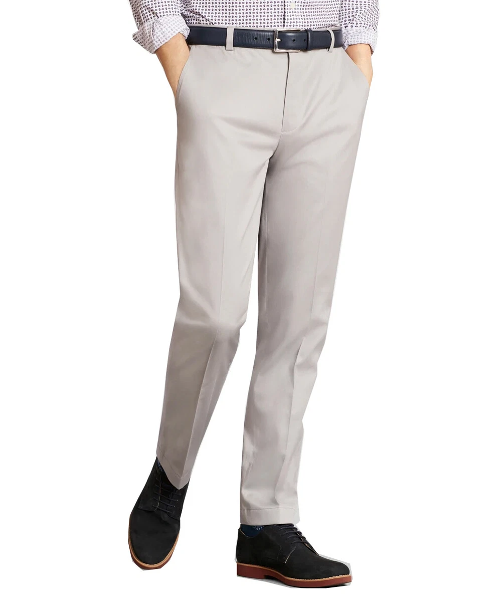 Brooks Brothers Men's Milano Fit Tech Chino Pants, Light Grey 38W