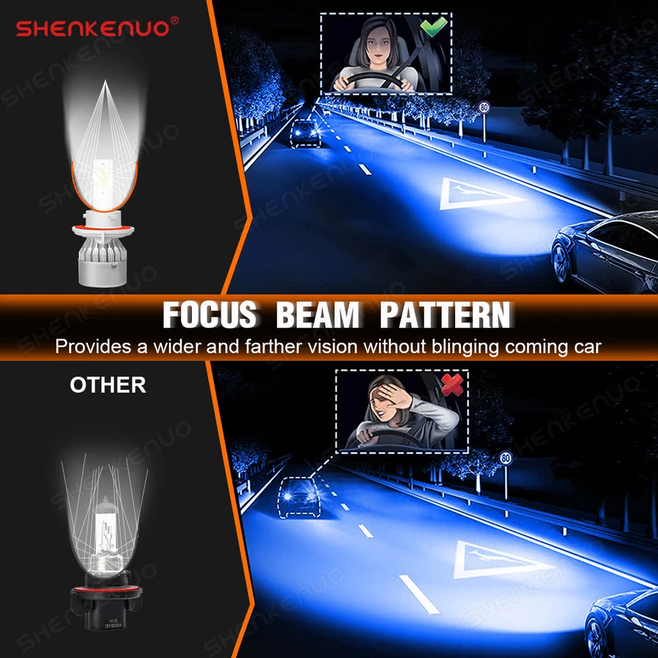 Blue H13 LED Headlight C6 For Polaris Ranger XP 900 2013-2017 XP 800 2011-2012 - Image 4 of 4