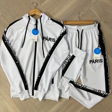 Mens Paris Slim Fit FULL TRACKSUIT Zip Hoodie Track Pant Joggers Bottoms S-XXL