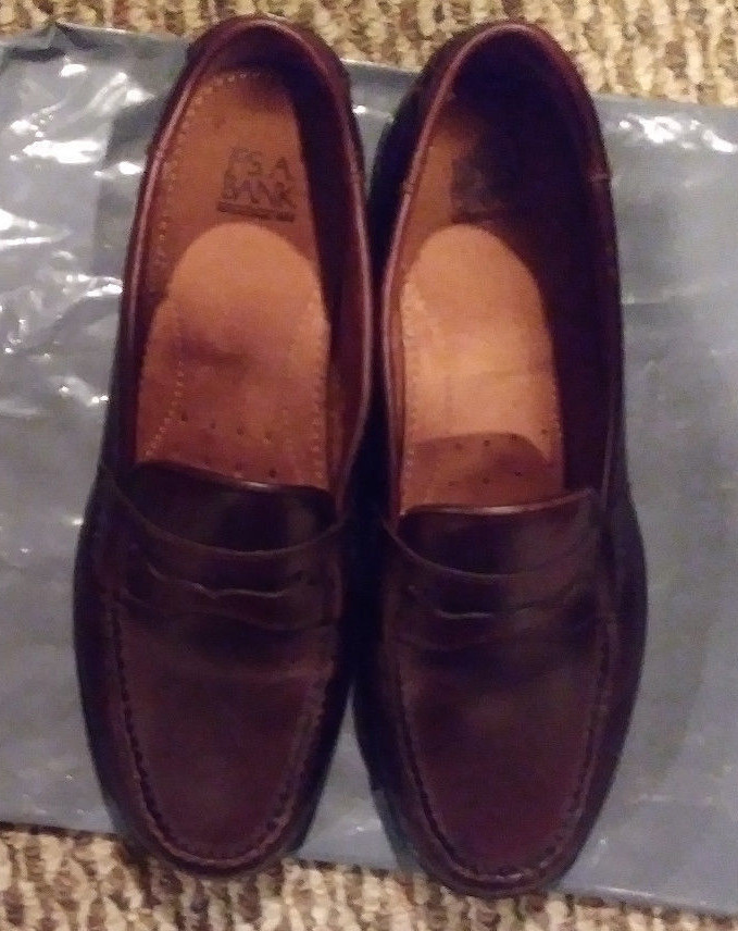 JOS A BANK MENS SIZE M BROWN LEATHER PENNY LOAFERS DRESS