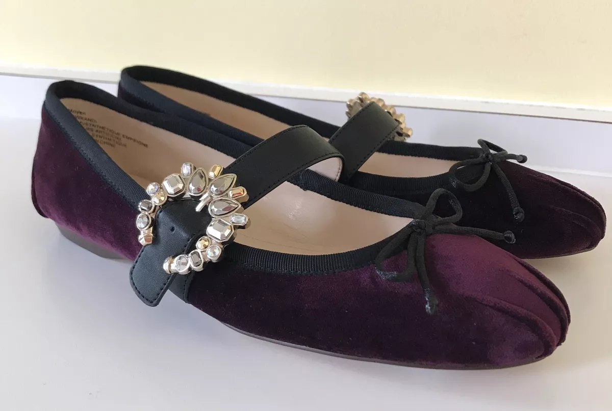 NINE WEST Xandi Fabric Ballet Flats Jeweled Buckle Closure Brand