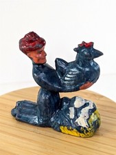 MANOIL 41/32 Woman Lifting Hen from Nest Prewar Vintage Lead Toy Figure 2"