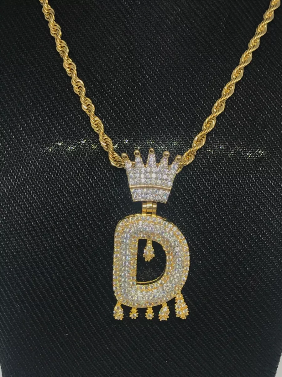 Crown Drip Initial Necklace eBay