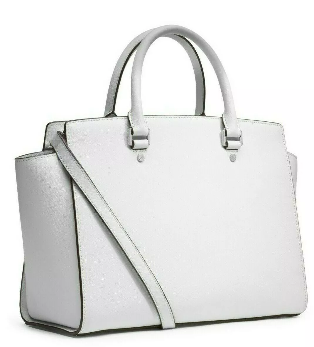 MICHAEL KORS SELMA LARGE OPTIC WHITE SILVER SAFFIANO LEATHER