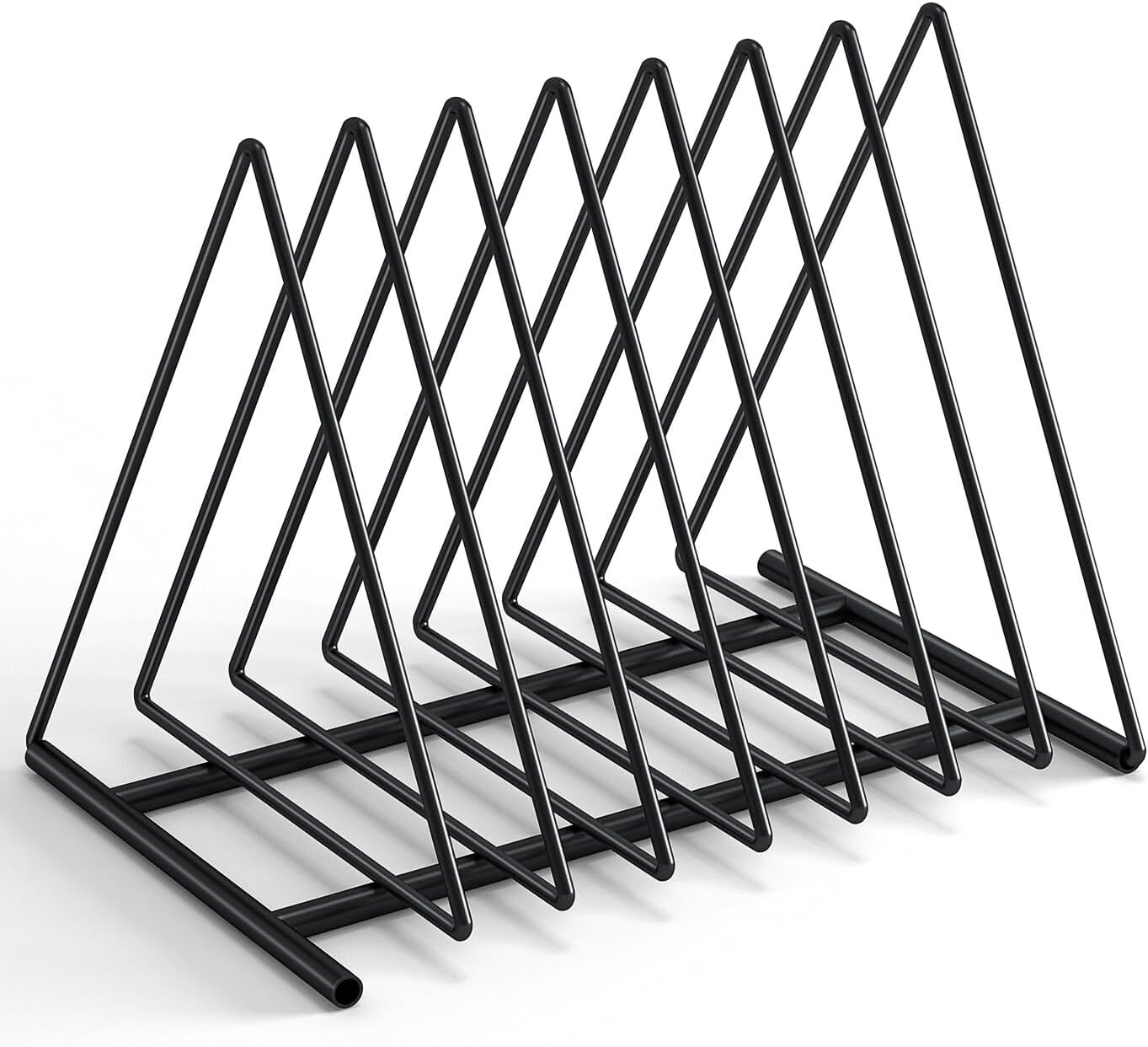 Metal Triangle Desk File Organizer - 7-Slot Document Sorter for Papers Magazines-image