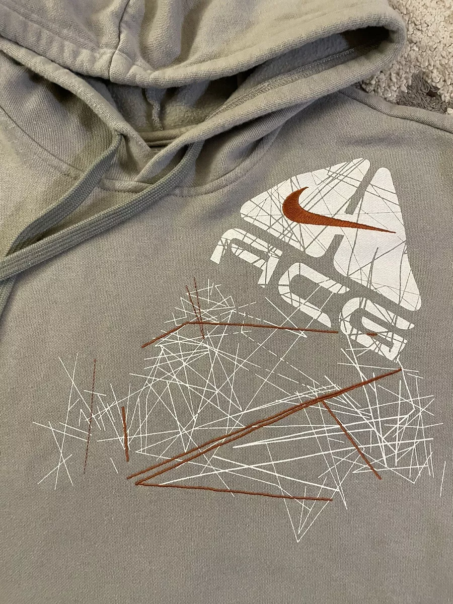 VTG 00s Nike ACG Hoodie Hooded Sweatshirt Y2K Gray Abstract Graphic Men’s L  Grey