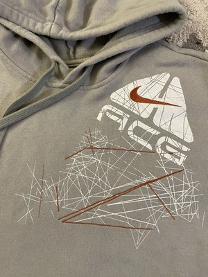 VTG 00s Nike ACG Hoodie Hooded Sweatshirt Y2K Gray Abstract 