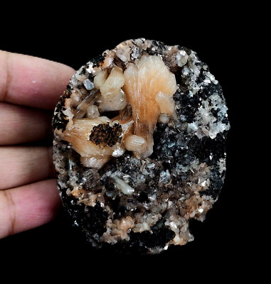 Natural Orange Stilbite Cluster & Little Shiny Heulandite Crystals Minerals #241