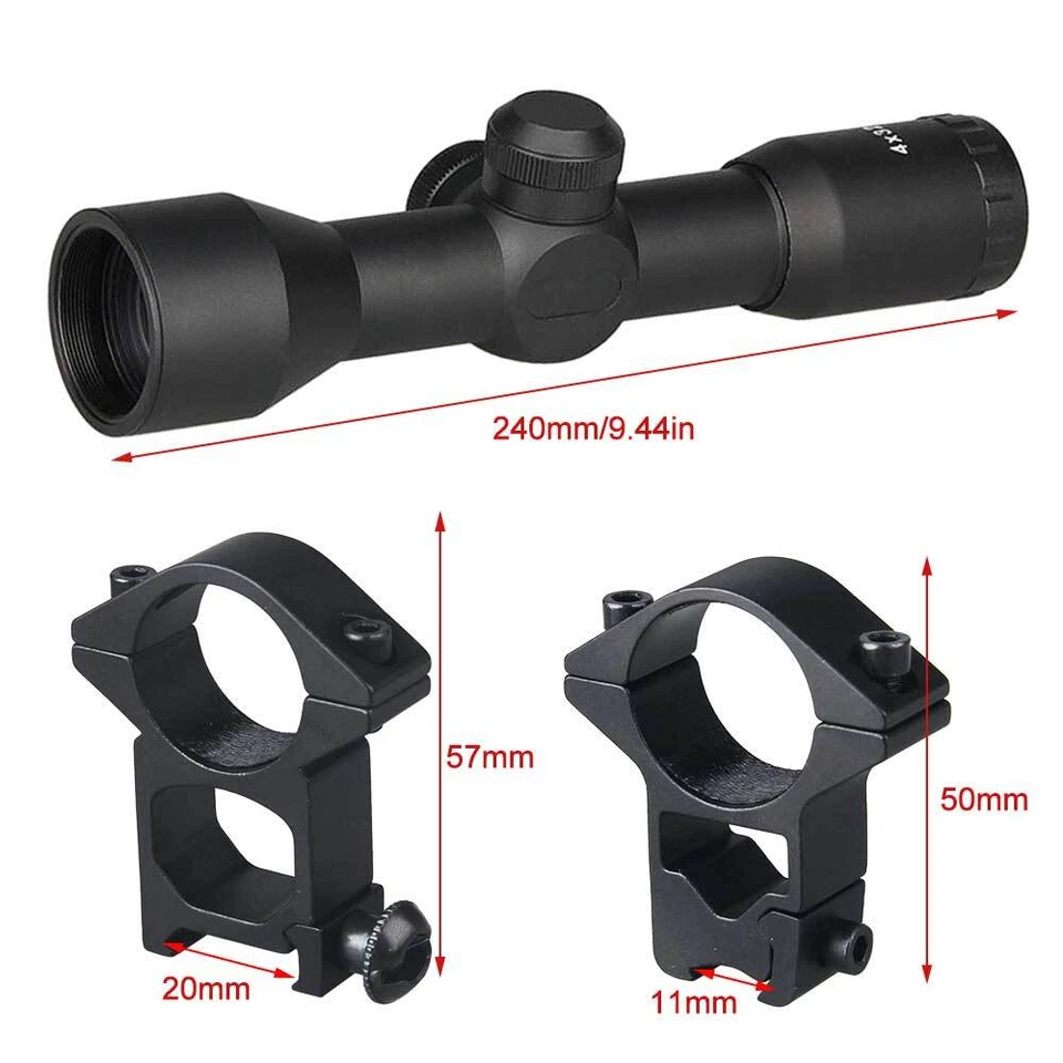Compact 4x32 Optic Hunting Optical Riflescope w/ 11mm Mount For Air Rifle Sight - Image 4 of 4