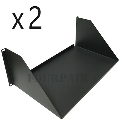 2 Pack Lot - 19'' Four Space 4U Cantilever Relay Rack Mount Steel Shelf 10'' Deep