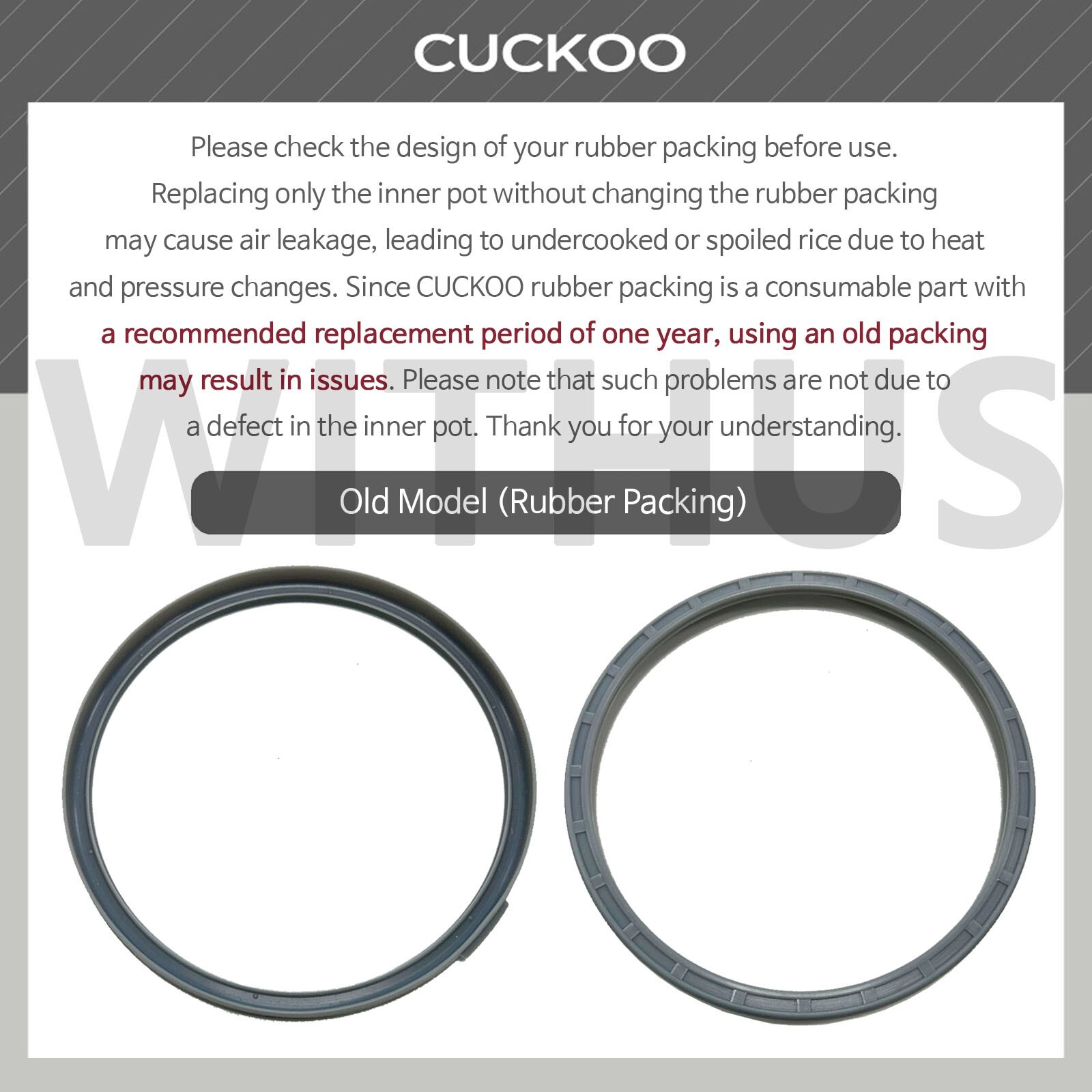 CUCKOO Inner Pot for CRP-FHVR1008L FHR1010FG Rice Cooker for 10 Cups / 246U=