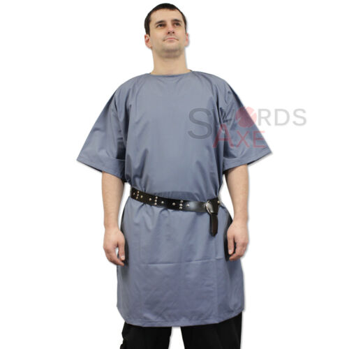 Ready for Battle Medieval Peasants Tunic Short Sleeved Faded Blue Costume Shirt - Picture 3 of 3