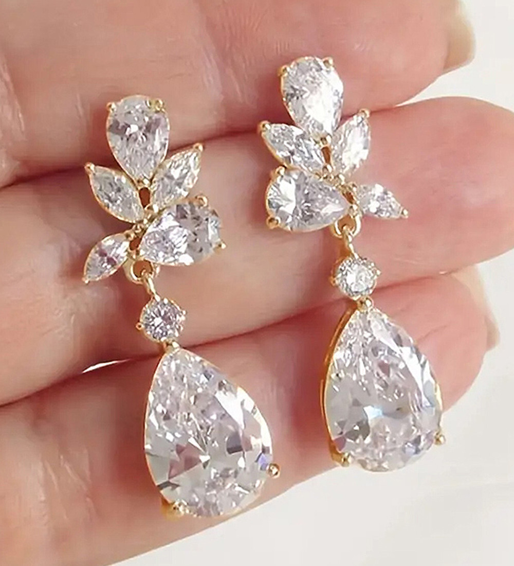 Crystal Teardrop Earrings for Women - Elegant Clear Design