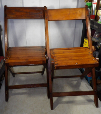 2 Vintage/Antique Hodges Oak Folding Chairs Wood | eBay