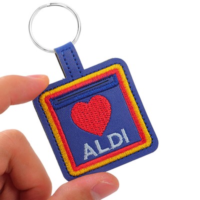 Shopping Cart Quarter Coin Holder,Pocket Hug PU,Handmade Embroidered Aldi