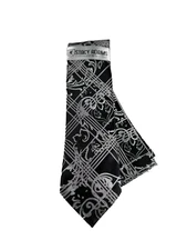 Stacy Adams Men's Tie & Hanky Black Silver Striped Paisley Hand Made 3.25" Wide