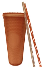 Starbuck Matte Light Pink Chain Link  Venti 24oz Tumbler  + Two New Straws