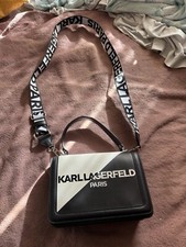 KARL LAGERFELD PARIS Simone Crossbody Flap Bag With Magnetic Closure. Black 228