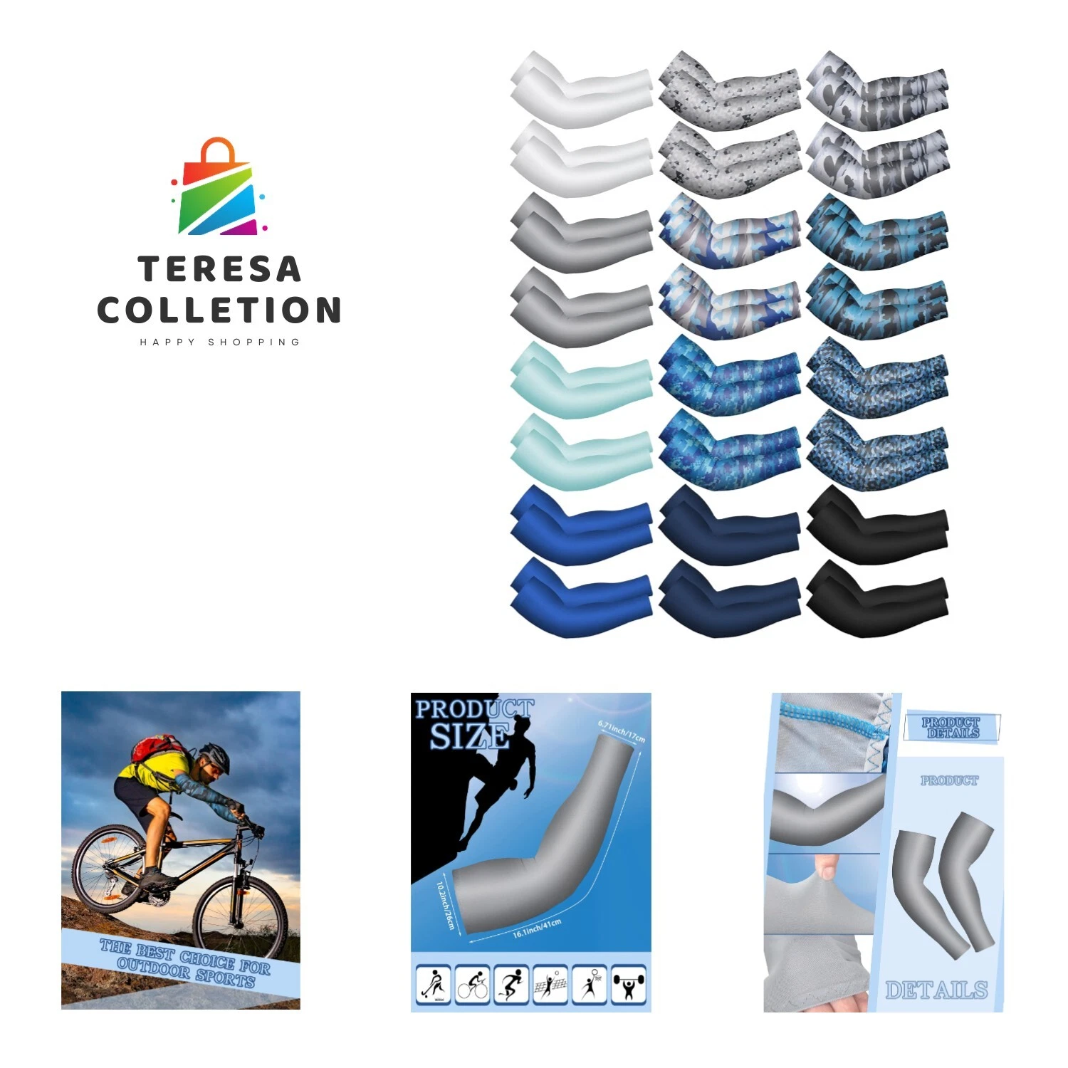 48 Pairs Summer Unisex UV Sun Protection Arm Sleeves Colored Cooling Sports S...