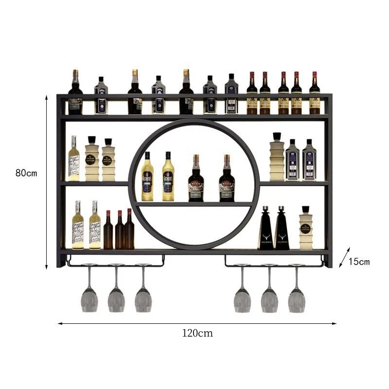 Portabottiglie Da Parete, Porta Bottiglie Di Vino Parete Con Ripiano Espositivo - Immagine 4 di 4