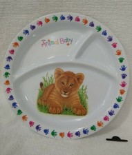 Wild Animal Baby / Child's Divided 3 Sectional Plate 8 1/4" / Melamine