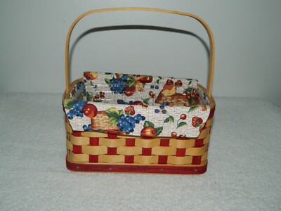 Longaberger Two Pint Basket Combo Set - Natural & Red Weave
