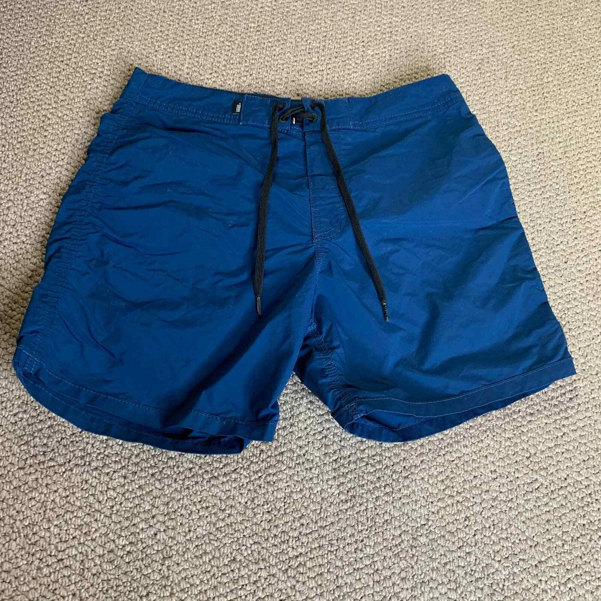 Vans Mens Swim Trunks Size 29 Blue Unlined Drawstring Side Stripe Pocket