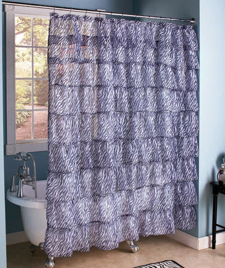 Zebra Animal Print Gypsy Ruffled Tier Chic Layered Bath Shower