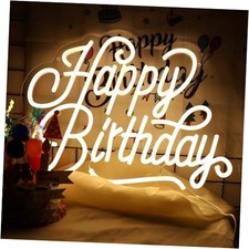 Happy Birthday Neon Sign For Backdrop Birthday Decorations BirthFlo-warm white