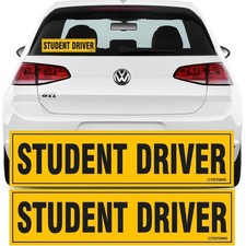 Student Driver Sticker for Car- Large 12x3 Adhesive Reflective Vehicle Safety Si
