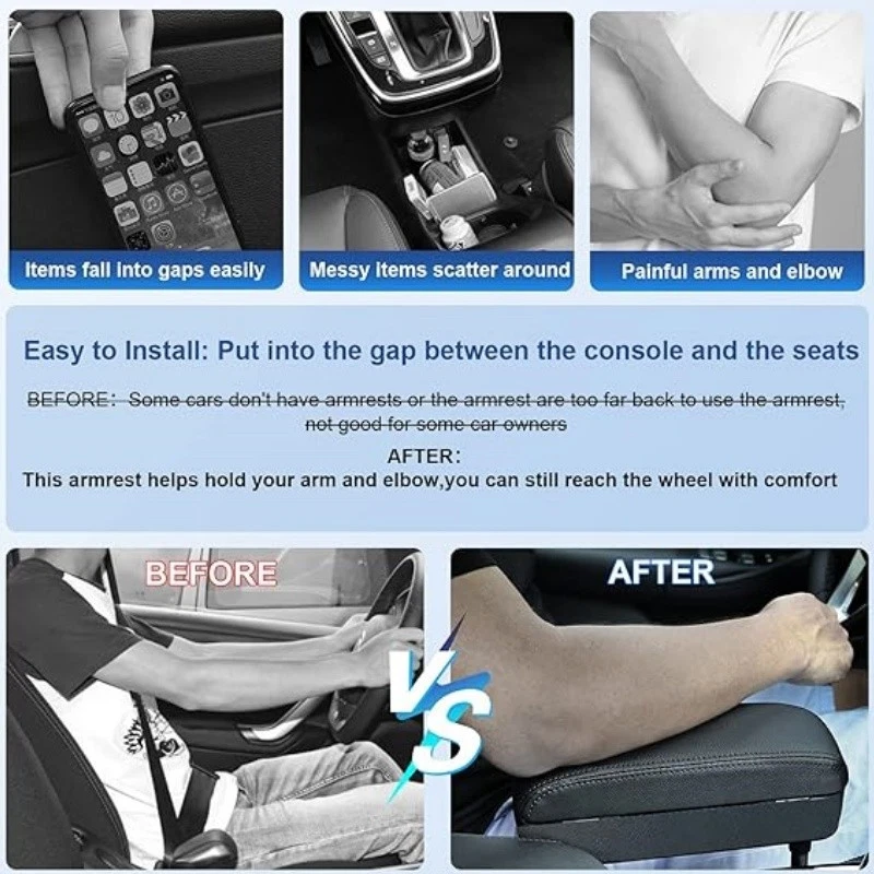 Apoyabrazos Coche Soporte Codo Almohadilla Consola Apoyabrazos Extensor Almacenamiento Organizador EE. UU. Foto 3 de 4