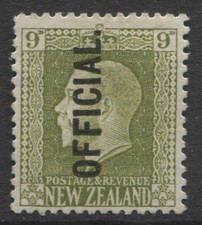 NEW ZEALAND - OFFICIAL 1915/27 GV 9d SAGE-GREEN MINT(MH) SG.O104 (REF.G31)